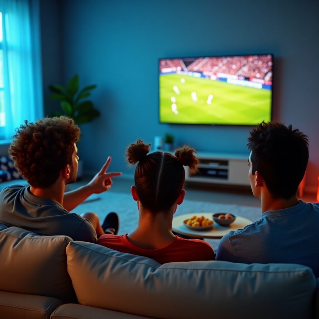 photo for a featured image real image of friends watching sport on tv